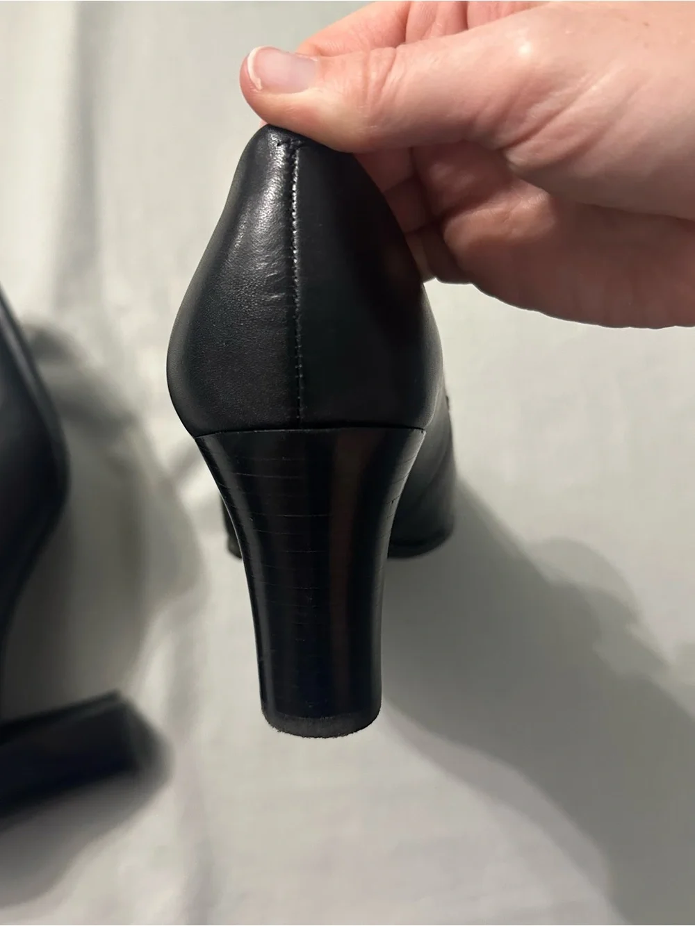 Franco Sarto Nolan Womens 8M Black Leather Block Heel Loafers Pump Shoes Slip On